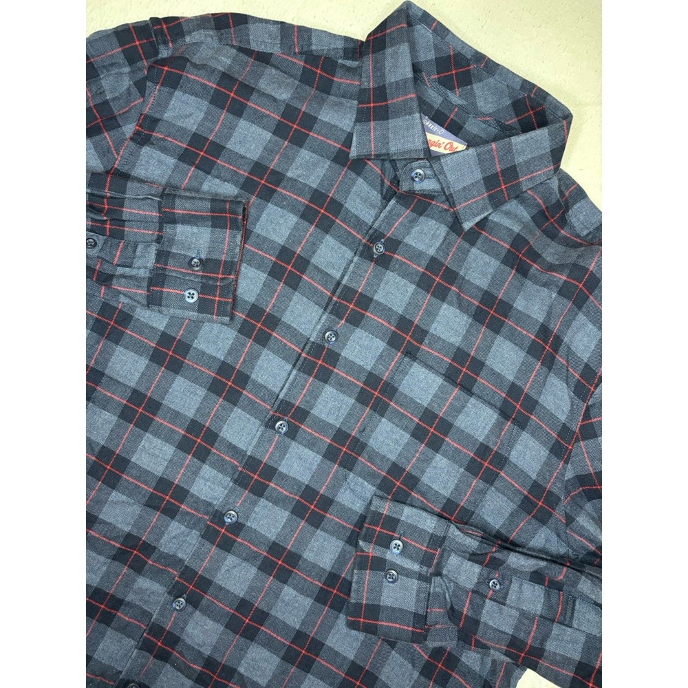 Johnnie-O Blue Plaid Hangin' Out Long Sleeve Button Up Shirt Men's Size Large
